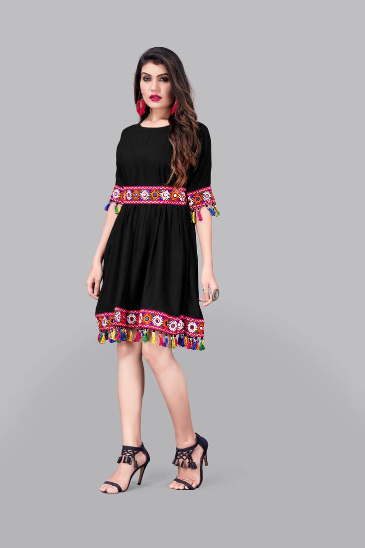 Rayon Border Lace Kurti