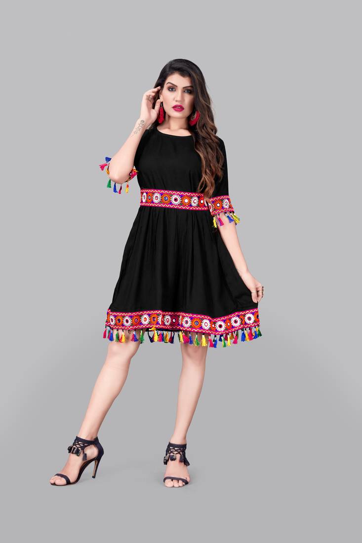 Rayon Border Lace Kurti