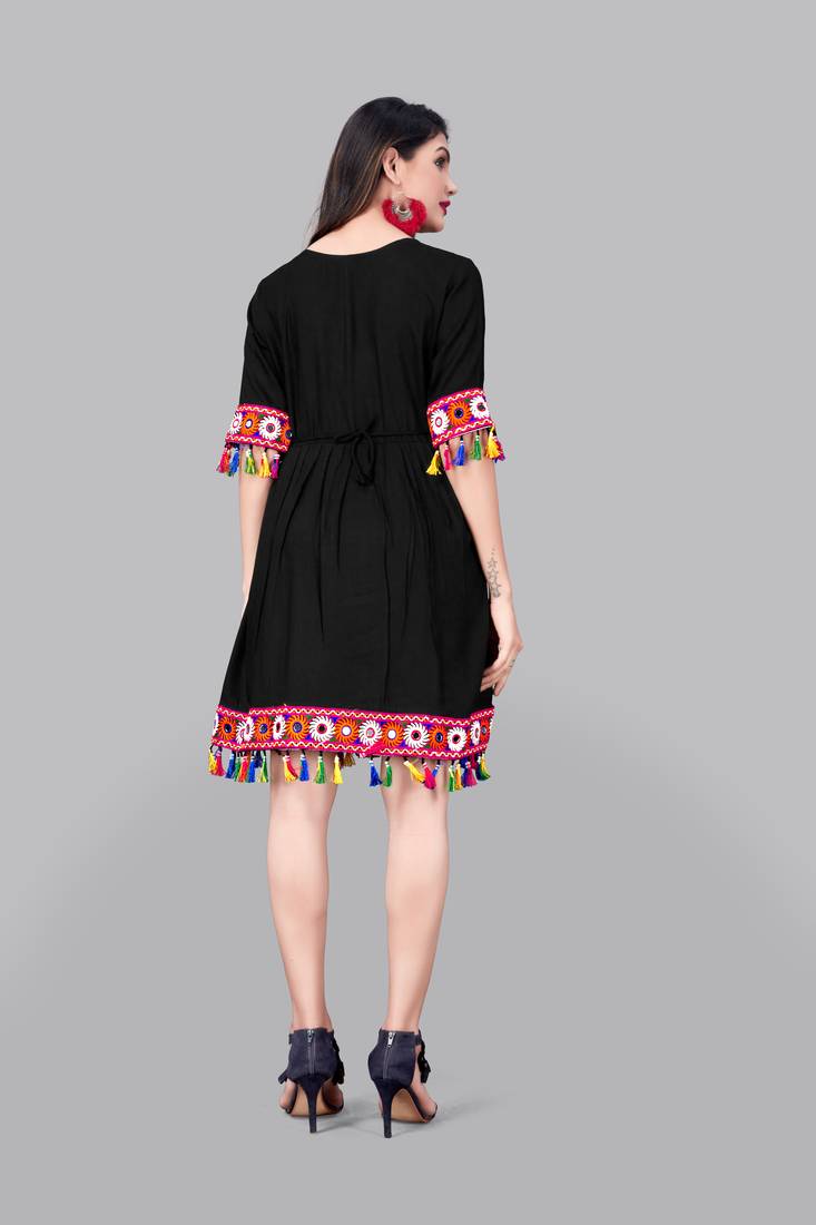 Rayon Border Lace Kurti