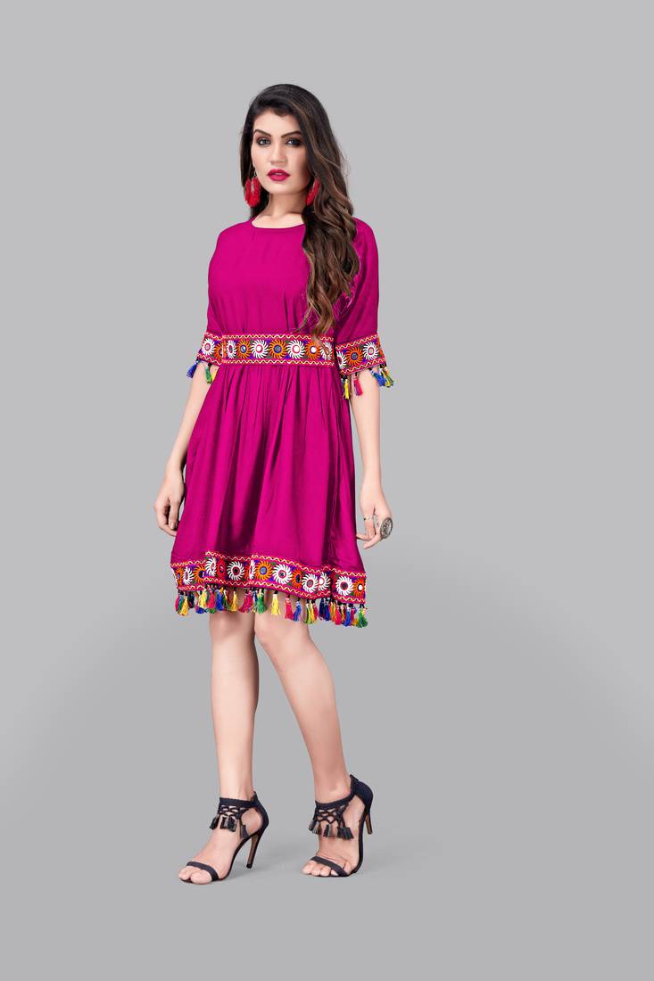 Rayon Border Lace Kurti