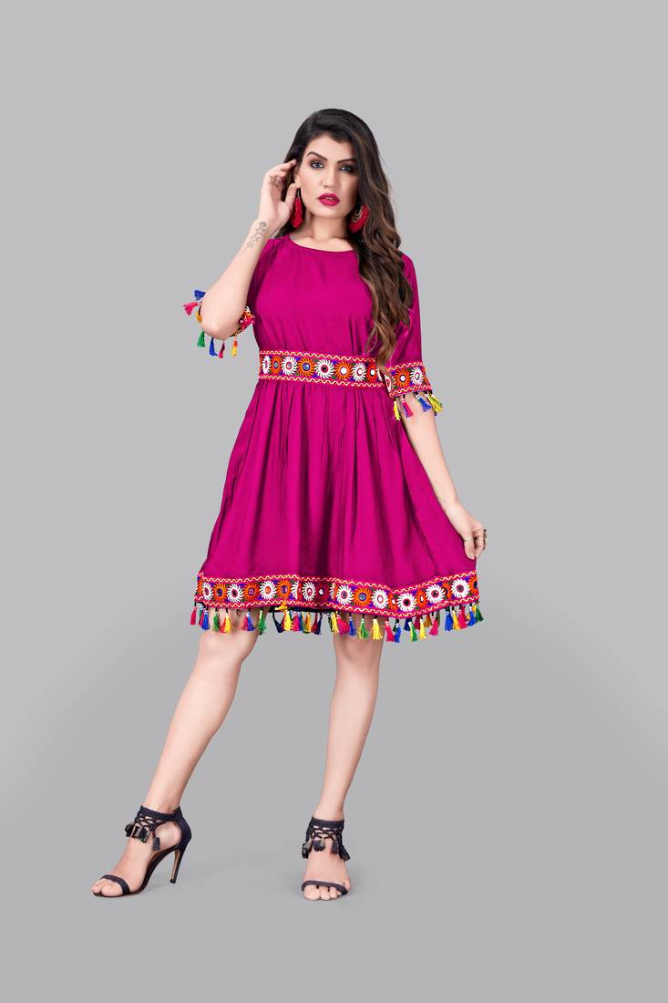 Rayon Border Lace Kurti