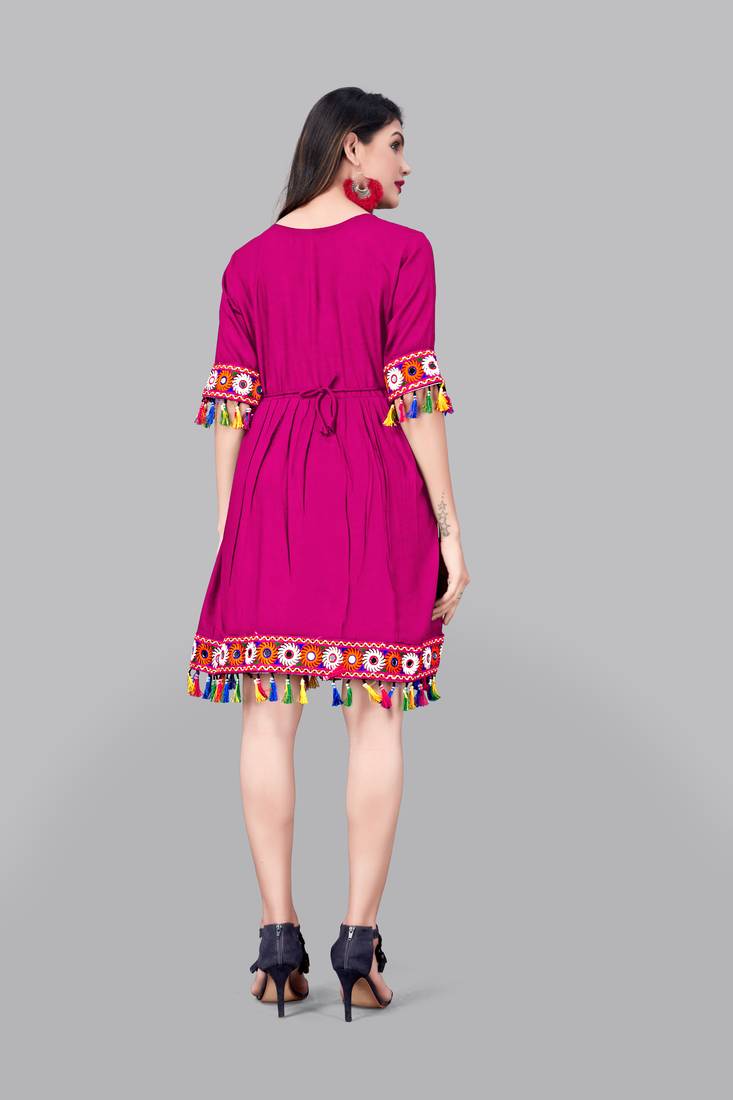 Rayon Border Lace Kurti