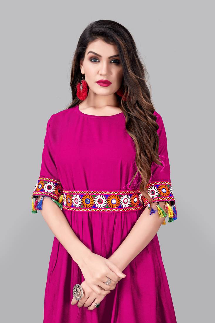 Rayon Border Lace Kurti