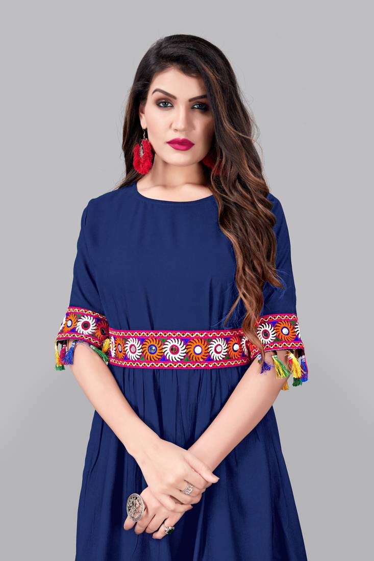 Rayon Border Lace Kurti