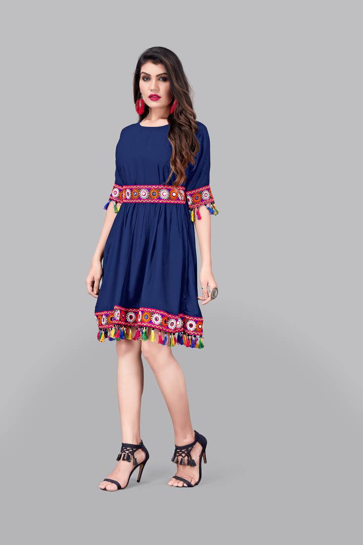 Rayon Border Lace Kurti
