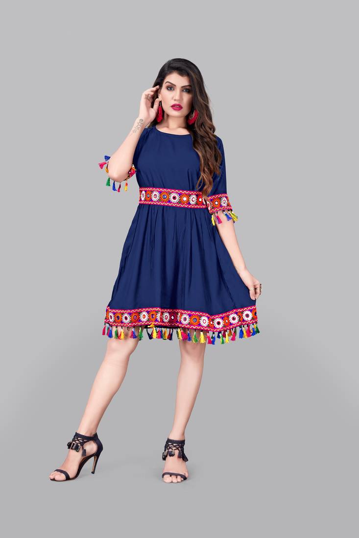 Rayon Border Lace Kurti