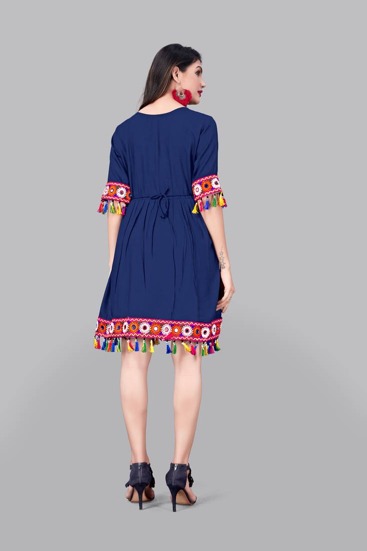 Rayon Border Lace Kurti