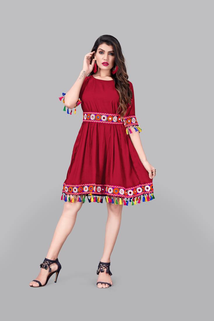 Rayon Border Lace Kurti