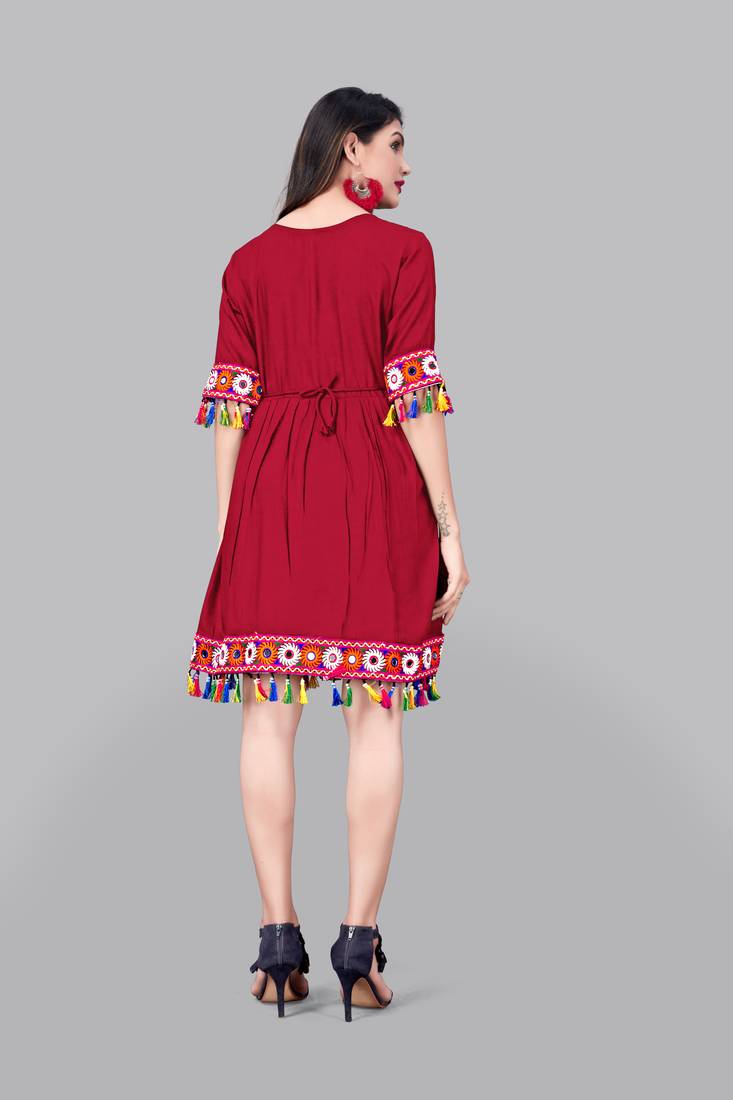 Rayon Border Lace Kurti
