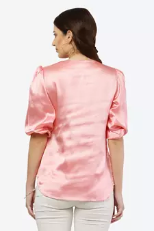 Peach plain satin tunics