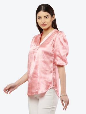 Peach plain satin tunics 3
