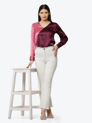 Purple plain satin tunics 1
