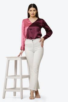 Purple plain satin tunics