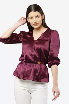 Purple plain satin tunics