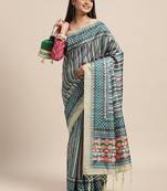Multicolor printed bhagalpuri silk saree with blouse