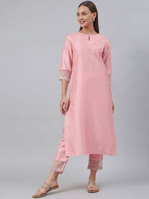 Pink plain silk salwar 1
