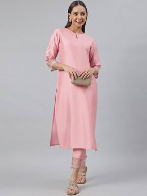 Pink plain silk salwar 2