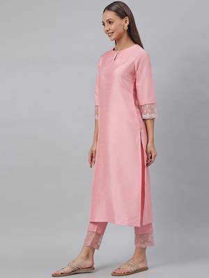 Pink plain silk salwar 3