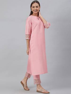 Pink plain silk salwar 4