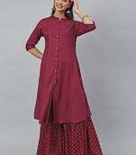 Wine plain viscose rayon kurtas-and-kurtis
