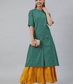 Green printed cotton kurtas-and-kurtis