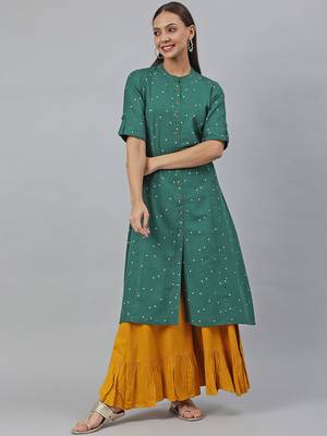 Green printed cotton kurtas-and-kurtis 2
