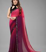 Purple Plain Georgette Saree With Blouse