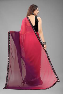 Purple Plain Georgette Saree With Blouse 4