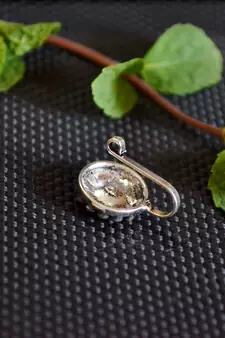 Silver Designer clip or clipon oxidised nosering or Oxidized nosepin