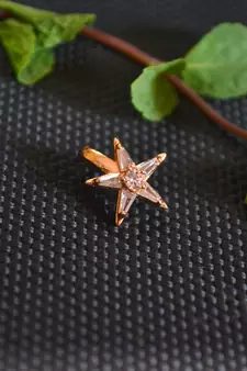  Designer gold plated multi diamond nosering or nose pin