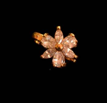 Sizzling gold floral diamond cubic zirconia clipon nose-ring or nosepin 1
