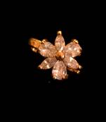 Sizzling gold floral diamond cubic zirconia clipon nose-ring or nosepin