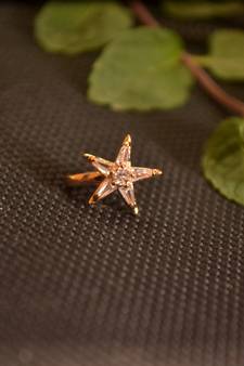 Sizzling gold floral diamond cubic zirconia clipon nose-ring or nosepin