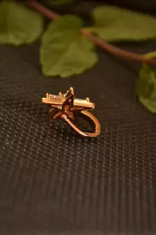 Sizzling gold floral diamond cubic zirconia clipon nose-ring or nosepin