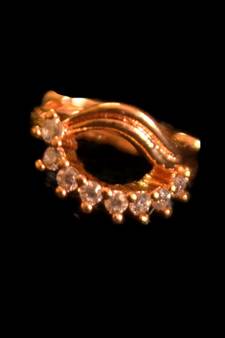  Designer gold plated multi diamond nosering or nose pin