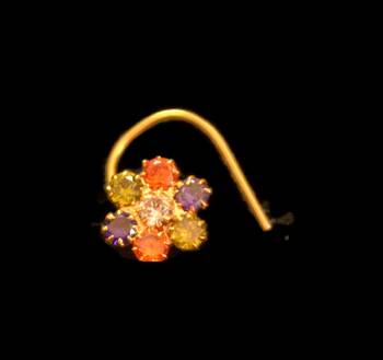 Designer Gold Plated Multi diamond nosering or nose pin 1