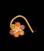 Designer Gold Plated Multi diamond nosering or nose pin