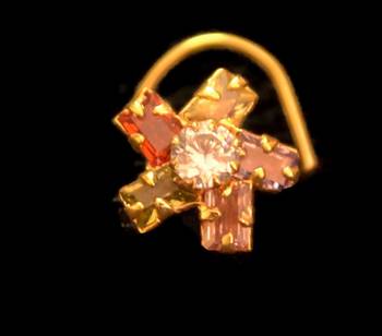 Designer Gold Plated Multi diamond nosering or nose pin 1