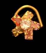 Designer Gold Plated Multi diamond nosering or nose pin