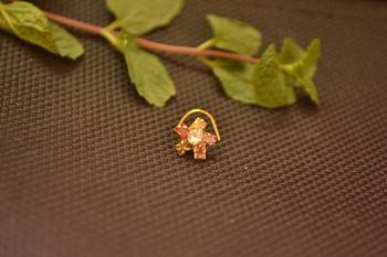  Designer gold plated multi diamond nosering or nose pin 2