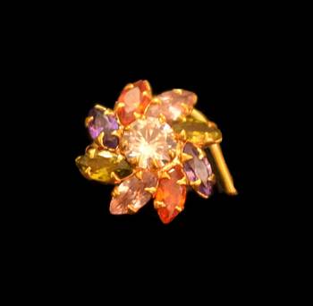 Designer Gold Plated Multi diamond nosering or nose pin 1