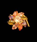 Designer Gold Plated Multi diamond nosering or nose pin