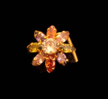 Designer Gold Plated Multi diamond nosering or nose pin 1