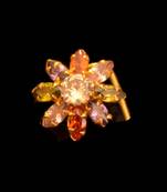Designer Gold Plated Multi diamond nosering or nose pin