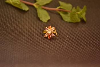 Designer Gold Plated Multi diamond nosering or nose pin 4