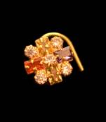 Designer Gold Plated Multi diamond nosering or nose pin