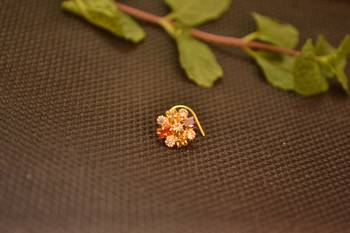  Designer gold plated multi diamond nosering or nose pin 1
