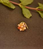  Designer gold plated multi diamond nosering or nose pin