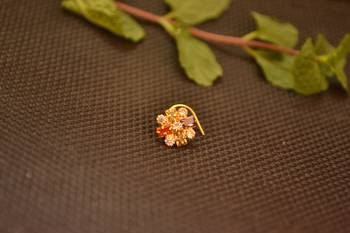  Designer gold plated multi diamond nosering or nose pin 2