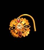 Designer Meenakari Stone Gold nose-ring or Nose Pin